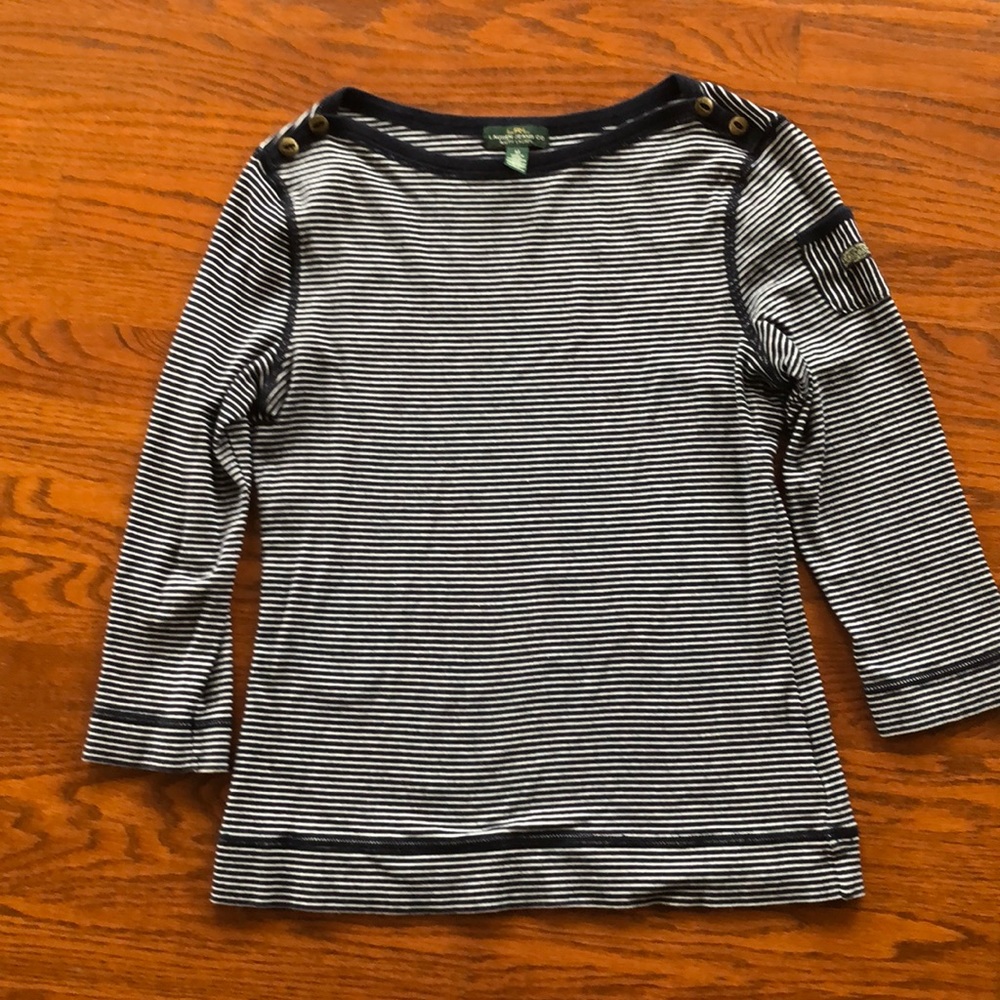 Ralph Lauren 3/4 sleeve navy/white shirt